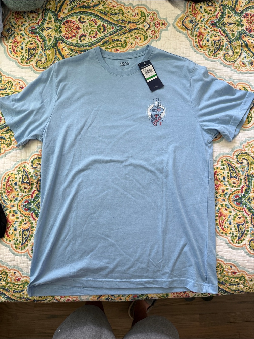 IZOD Light Blue Short-Sleeve Graphic Pocket Tee